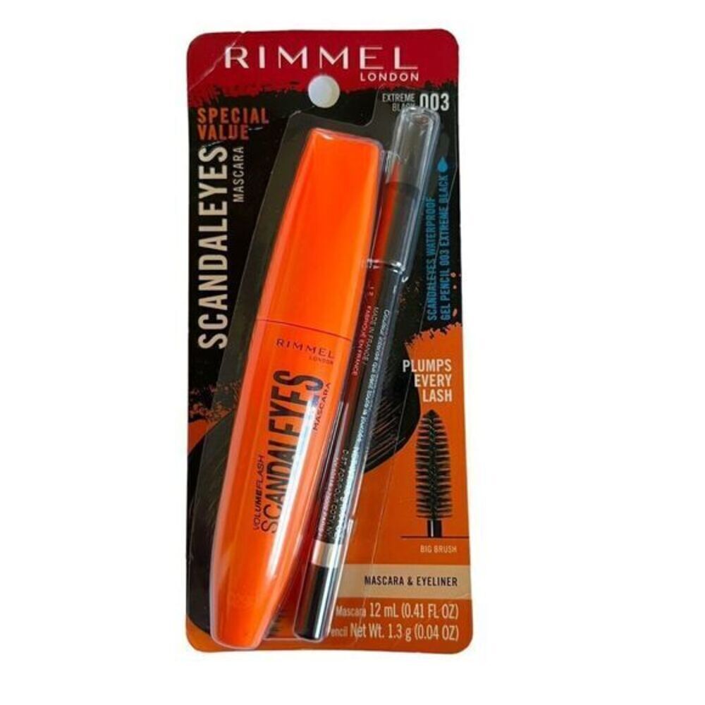 SET RIMMEL LONDON Scandaleyes Waterproof Mascara +‎ Gel Pencil 003 Extreme Black
